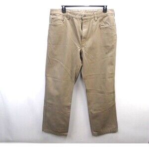 Duluth Trading Pants Mens Size 40x30 Beige Fire Hose Straight Leg Fend of Finish